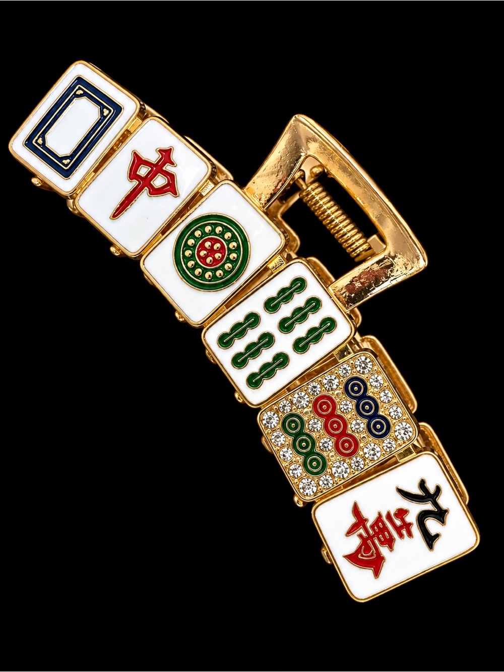 NWOT- Gold-Tone Mahjong Tile Claw Clipโฆ